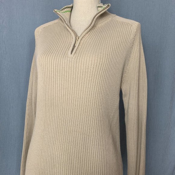 Men's Half Zip Ribbed Sweater / Men's Cotton Jumper / SMALL / 90's or early 00's - Picture 5 of 5
